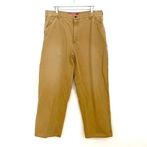 Vintage Y2K Mossimo Faded Loose Baggy Fit Carpenter Work Pants Size 38 x 30 Tan